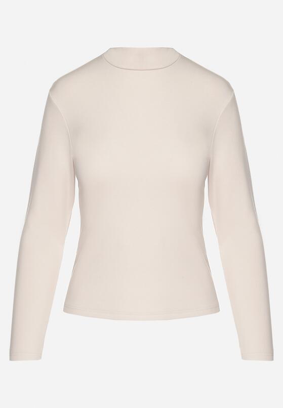 Jasnobeżowa Wiskozowa Bluzka Półgolf Longsleeve Naotina 6