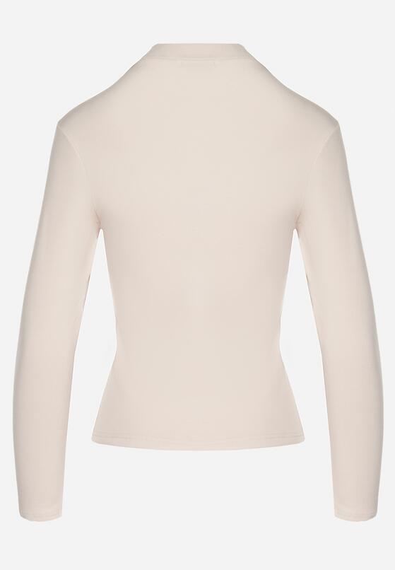 Jasnobeżowa Wiskozowa Bluzka Półgolf Longsleeve Naotina 7