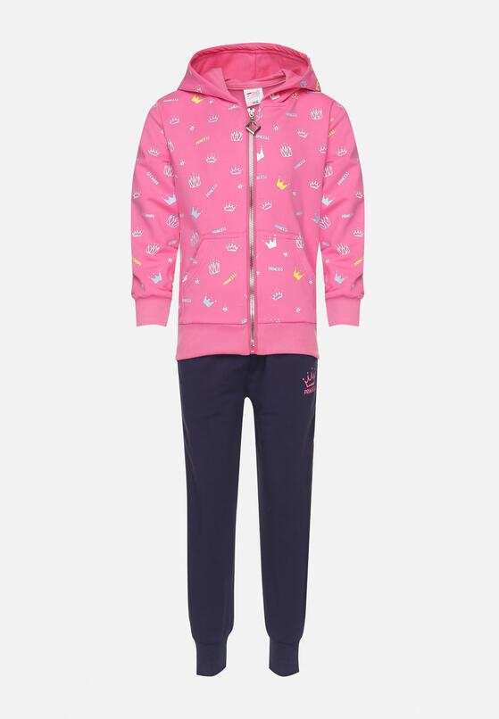 Różowy Komplet 3-Częściowy z Bawełną Bluza z Kapturem Koszulka Longsleeve i Spodnie Neritia 1