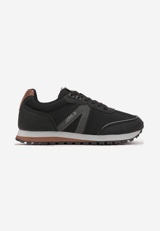 Czarne Casualowe Buty Sportowe Sneakersy z Geometrycznymi Przeszyciami Lereta 1