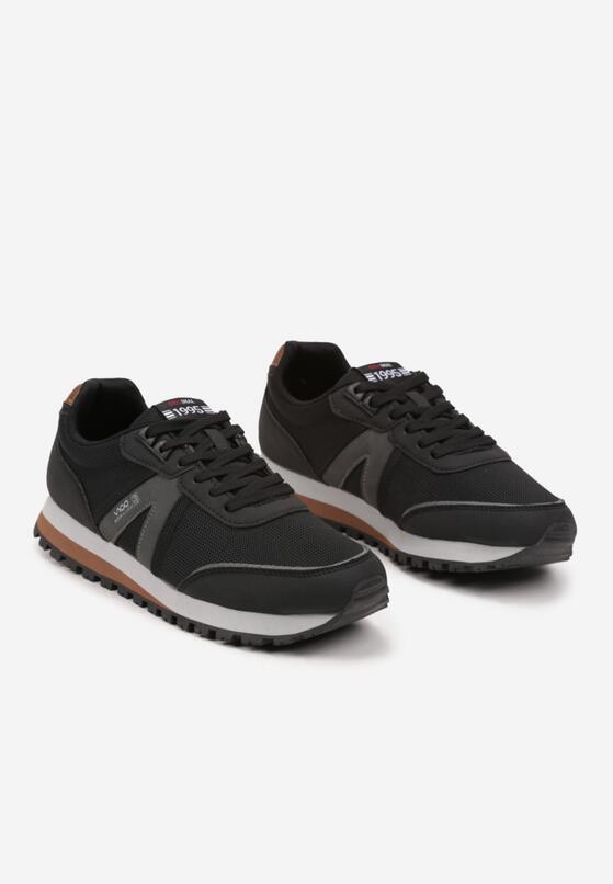Czarne Casualowe Buty Sportowe Sneakersy z Geometrycznymi Przeszyciami Lereta 2