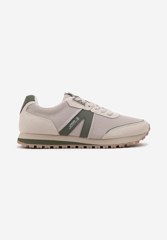 Beżowe Casualowe Buty Sportowe Sneakersy z Geometrycznymi Przeszyciami Lereta 1