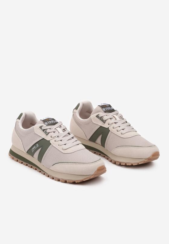 Beżowe Casualowe Buty Sportowe Sneakersy z Geometrycznymi Przeszyciami Lereta 2