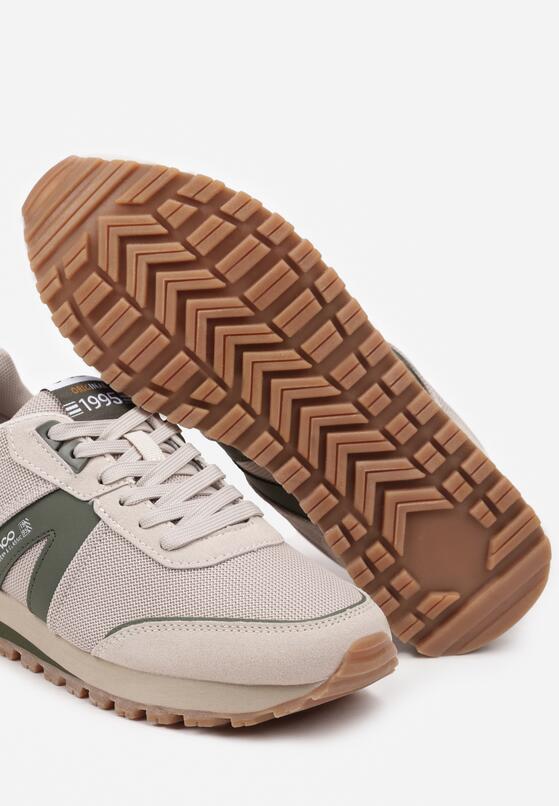 Beżowe Casualowe Buty Sportowe Sneakersy z Geometrycznymi Przeszyciami Lereta 3