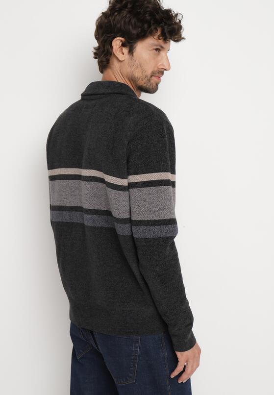 Ciemnoszary Sweter Golf z Wełną Zapinany na Suwak przy Dekolcie Dailaia 3