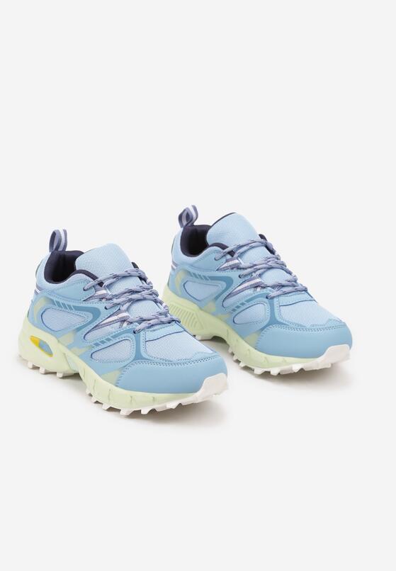 Niebieskie Płaskie Sznurowane Buty Sportowe Sneakersy Ozdobione Tłoczeniem Raisha 5