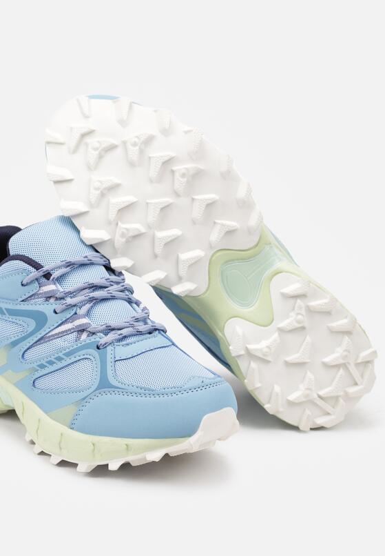 Niebieskie Płaskie Sznurowane Buty Sportowe Sneakersy Ozdobione Tłoczeniem Raisha 6