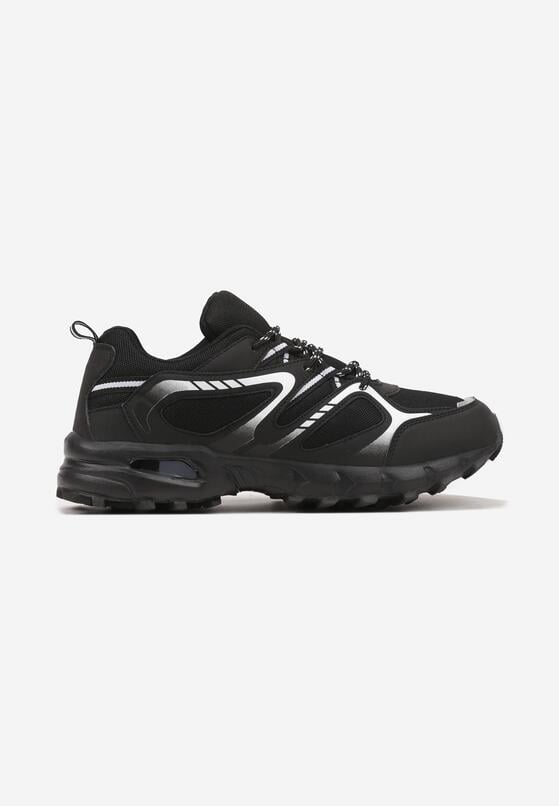 Czarno-Białe Płaskie Sznurowane Buty Sportowe Sneakersy Ozdobione Paskami Dailene 1