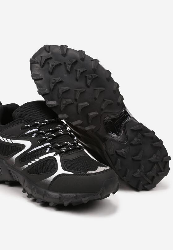Czarno-Białe Płaskie Sznurowane Buty Sportowe Sneakersy Ozdobione Paskami Dailene 3