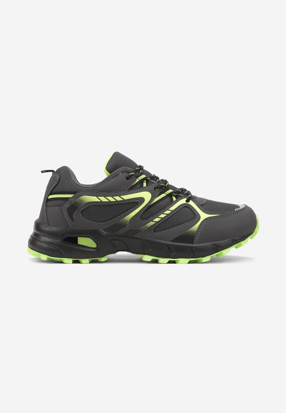 Ciemnoszare Płaskie Sznurowane Buty Sportowe Sneakersy Ozdobione Paskami Dailene 1