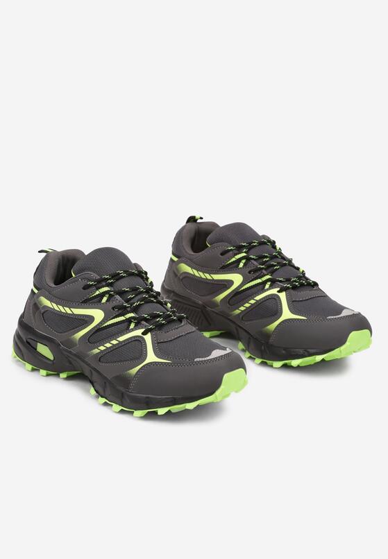 Ciemnoszare Płaskie Sznurowane Buty Sportowe Sneakersy Ozdobione Paskami Dailene 2