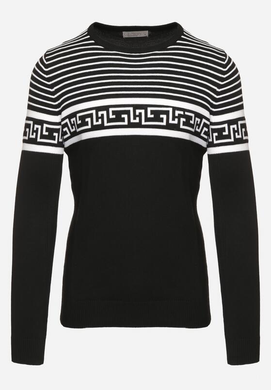 Czarny Sweter w Paski z Geometrycznym Wzorem Nirile 6