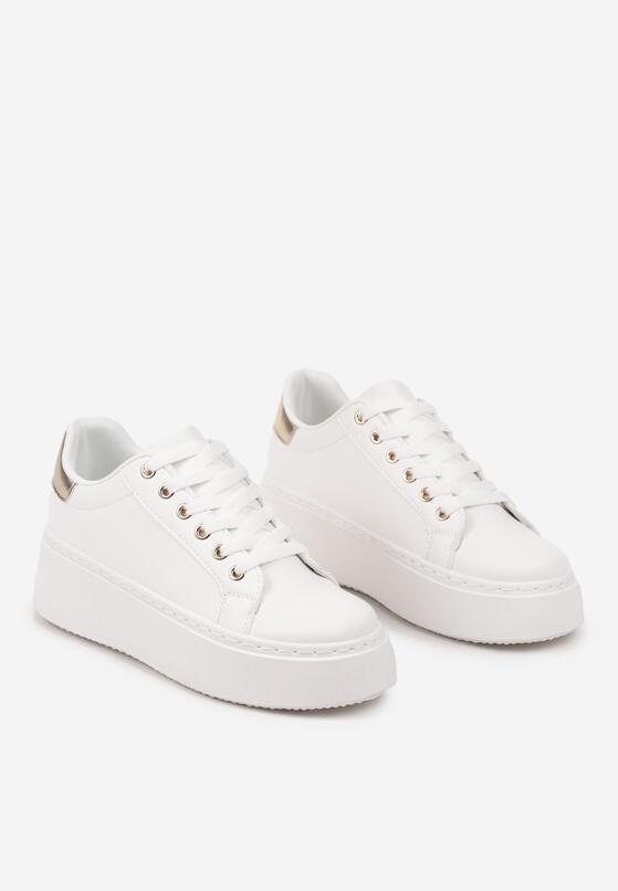 Biało-Złote Casualowe Sneakersy na Platformie Lirelda 5
