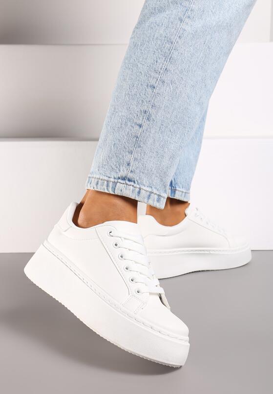 Białe Casualowe Sneakersy na Platformie Lirelda 1
