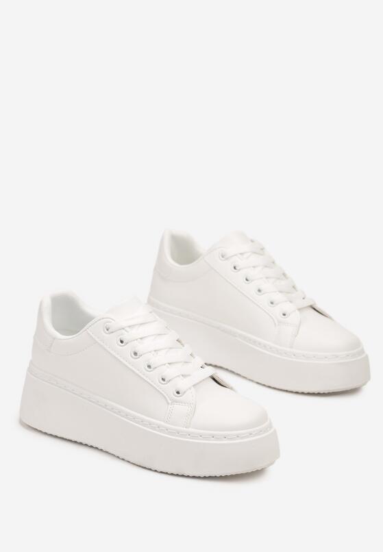 Białe Casualowe Sneakersy na Platformie Lirelda 5