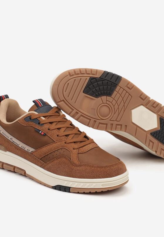 Brązowe Klasyczne Buty Sportowe Sneakersy na Płaskiej Podeszwie Railin 3