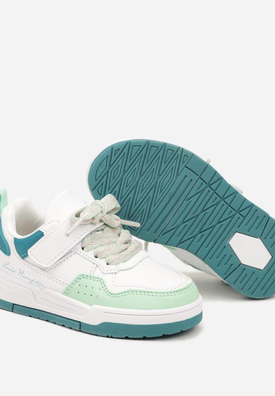 Biało-Zielone Buty Sportowe Sneakersy z Zapięciem na Rzep Raivena 3
