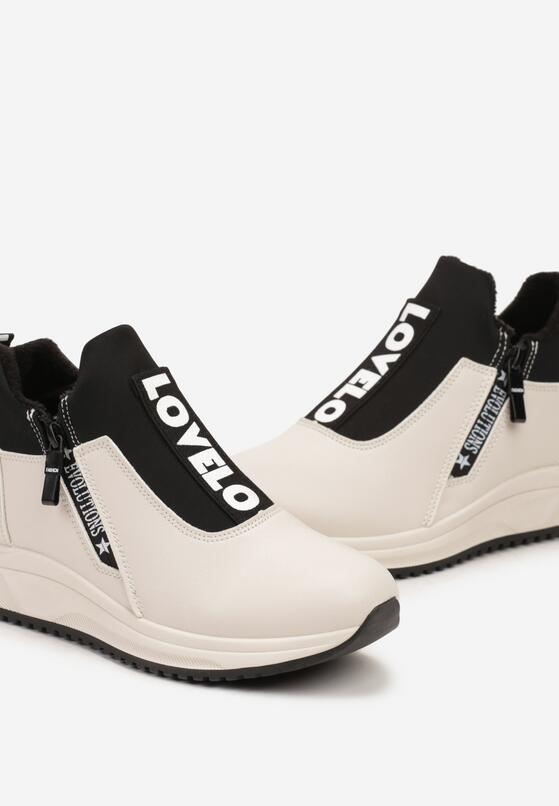 Beżowe Płaskie Sneakersy z Ozdobnym Napisem Nerelisa 6