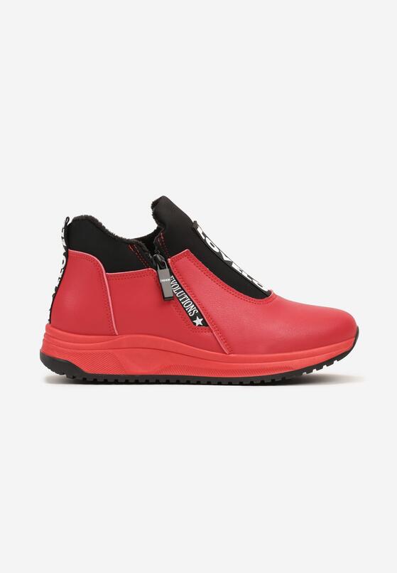 Czerwone Płaskie Sneakersy z Ozdobnym Napisem Nerelisa 4