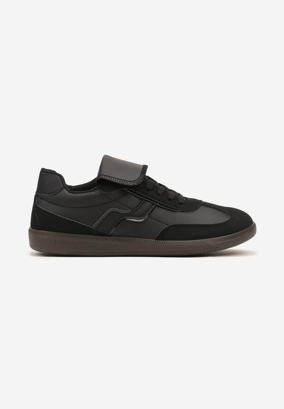 Czarne Sneakersy z Wywiniętym Językiem i Geometryczną Wstawką Riaviana 4