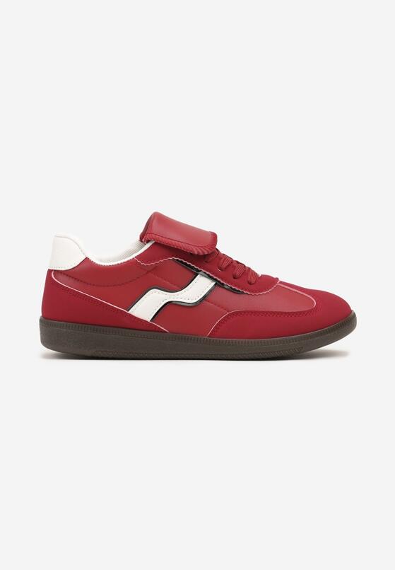 Czerwone Sneakersy z Wywiniętym Językiem i Geometryczną Wstawką Riaviana 4