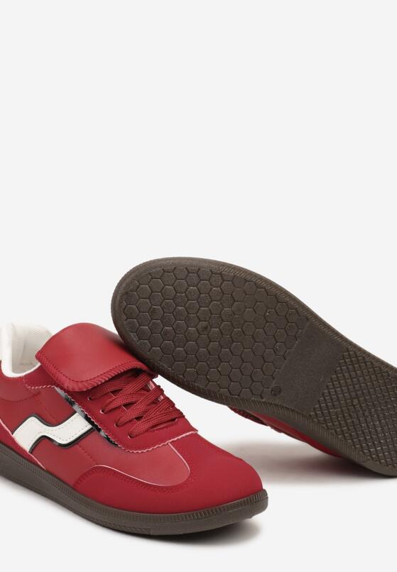 Czerwone Sneakersy z Wywiniętym Językiem i Geometryczną Wstawką Riaviana 6