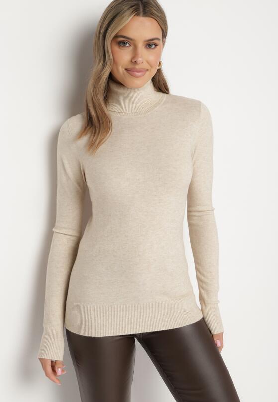Beżowy Golf Sweter z Wiskozą i Kaszmirem Zailaya 2