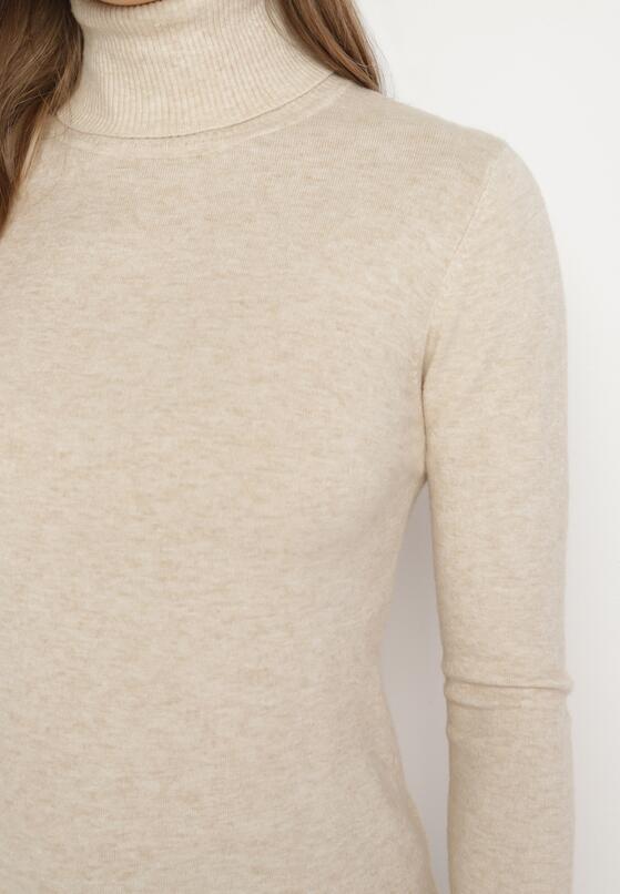 Beżowy Golf Sweter z Wiskozą i Kaszmirem Zailaya 5