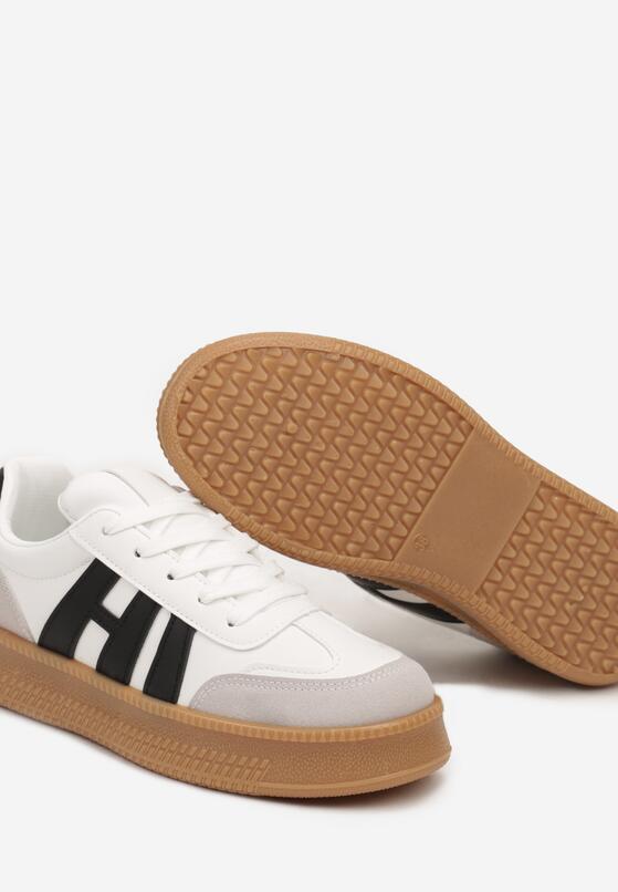 Biało-Czarne Sneakersy na Grubej Podeszwie z Kontrastowymi Przeszyciami Mialunae 6