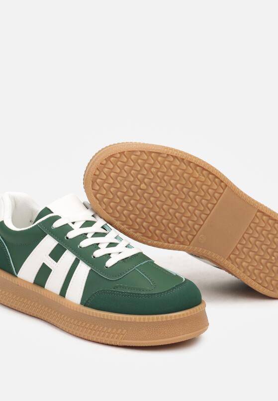 Zielone Sneakersy na Grubej Podeszwie z Kontrastowymi Przeszyciami Mialunae 6