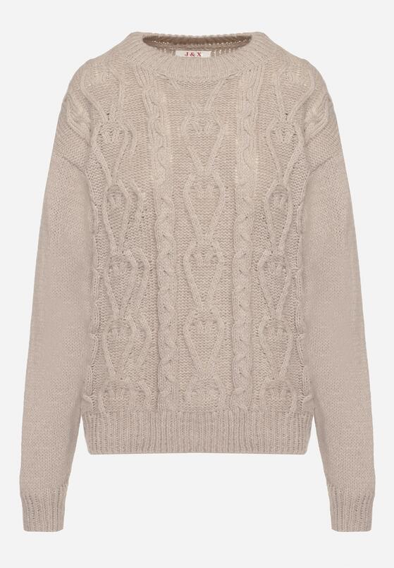 Szary Sweter z Wełną Ściągaczem i Tłoczeniem Riavonnae 6