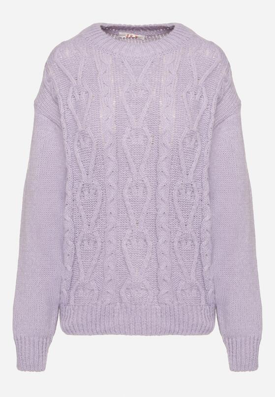 Ciemnofioletowy Sweter z Wełną Ściągaczem i Tłoczeniem Riavonnae 6