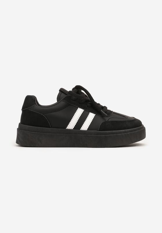 Czarno-Białe Sneakersy na Grubej Podeszwie z Paskami i Sznurowaniem Tiariel 4