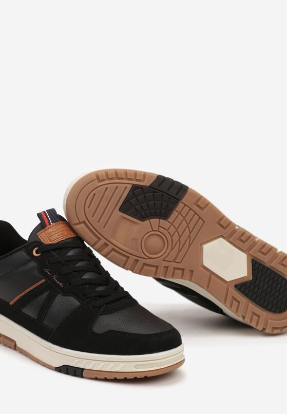 Czarne Sznurowane Buty Sportowe na Grubej Podeszwie z Przeszyciami Tiriara 3
