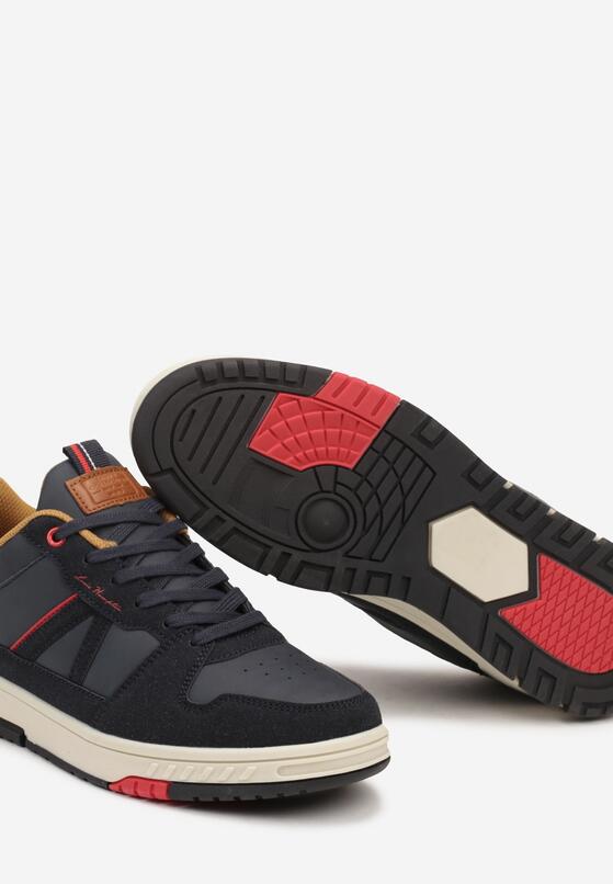 Granatowe Sznurowane Buty Sportowe na Grubej Podeszwie z Przeszyciami Tiriara 3