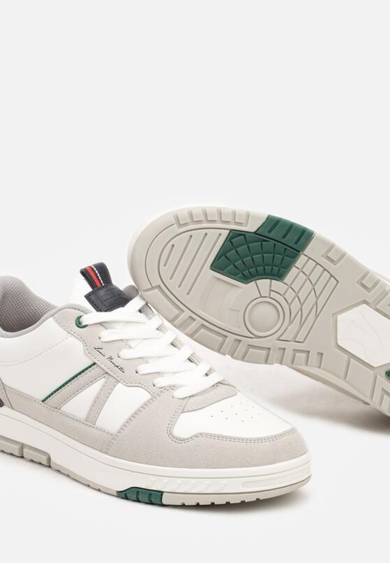 Białe Sznurowane Buty Sportowe na Grubej Podeszwie z Przeszyciami Tiriara 3