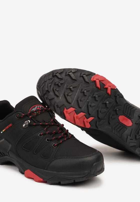 Czarno-Czerwone Buty Trekkingowe na Grubej Podeszwie z Geometrycznymi Przeszyciami Erivra 3