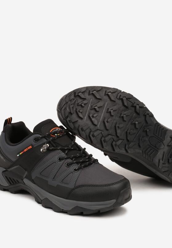 Ciemnoszare Buty Trekkingowe na Grubej Podeszwie z Geometrycznymi Przeszyciami Erivra 3
