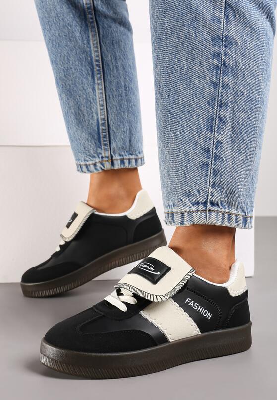 Czarne Sneakersy na Grubej Podeszwie z Kontrastującymi Wstawkami i Wywiniętym Językiem Mirinae 2