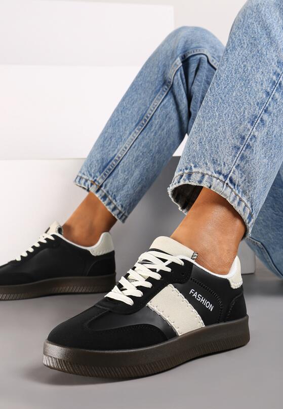 Czarne Sneakersy na Grubej Podeszwie z Kontrastującymi Wstawkami i Wywiniętym Językiem Mirinae 3