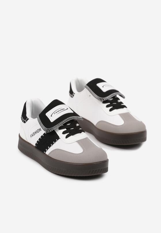 Biało-Czarne Sneakersy na Grubej Podeszwie z Kontrastującymi Wstawkami i Wywiniętym Językiem Mirinae 5