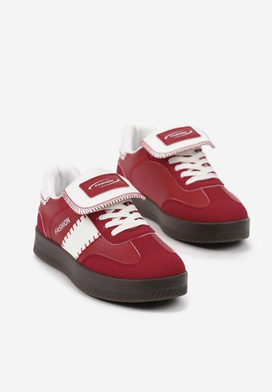 Czerwone Sneakersy na Grubej Podeszwie z Kontrastującymi Wstawkami i Wywiniętym Językiem Mirinae 5