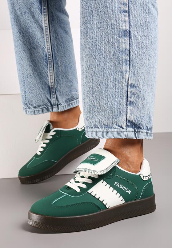 Zielone Sneakersy na Grubej Podeszwie z Kontrastującymi Wstawkami i Wywiniętym Językiem Mirinae 1