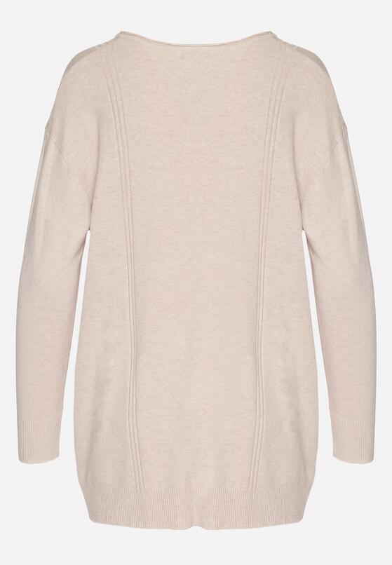 Beżowy Sweter Ozdobiony Guzikami Labiona 7
