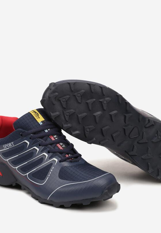 Granatowo-Czerwone Buty Sportowe Sznurowane na Grubej Podeszwie Eriena 3