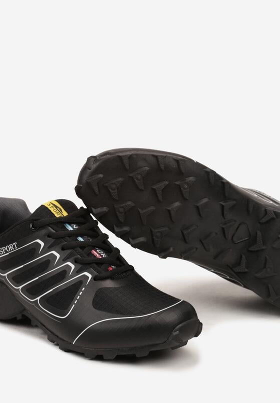 Czarno-Szare Buty Sportowe Sznurowane na Grubej Podeszwie Eriena 3