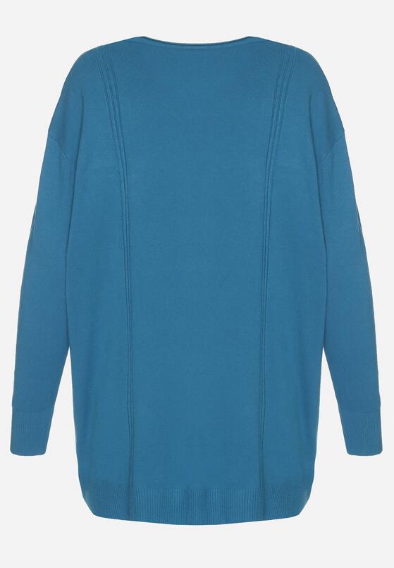 Jasnoniebieski Sweter Ozdobiony Guzikami Labiona 7