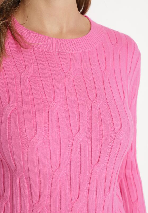 Różowy Sweter z Wiskozą Ozdobiony Tłoczeniem Savinia 5