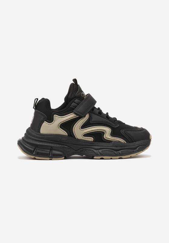 Czarne Buty Sportowe Sneakersy w Abstrakcyjny Wzór na Grubej Podeszwie Zapinane na Rzep Antonica 1