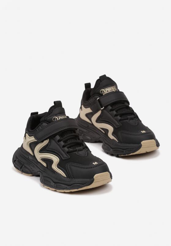 Czarne Buty Sportowe Sneakersy w Abstrakcyjny Wzór na Grubej Podeszwie Zapinane na Rzep Antonica 2